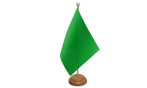 Plain Green Small Flag with Wooden Stand